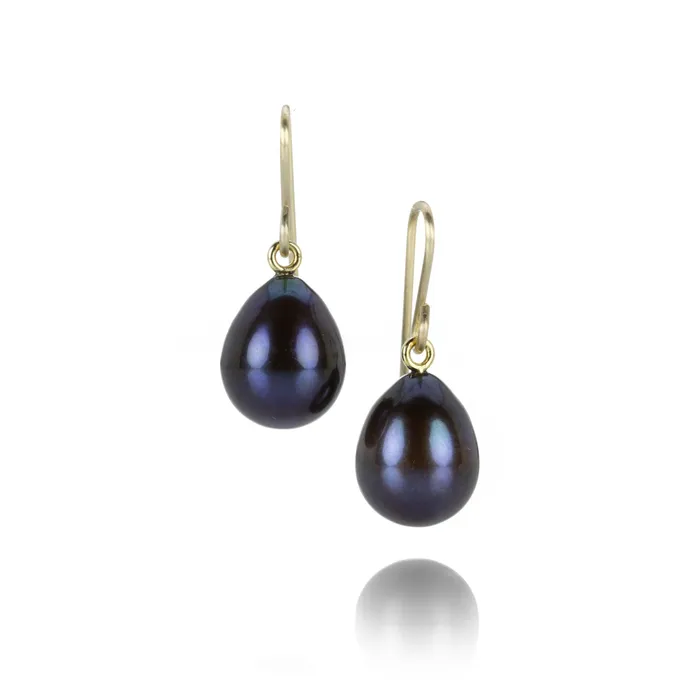 Earrings Maria Beaulieu Black Freshwater Pearl Drop Earrings