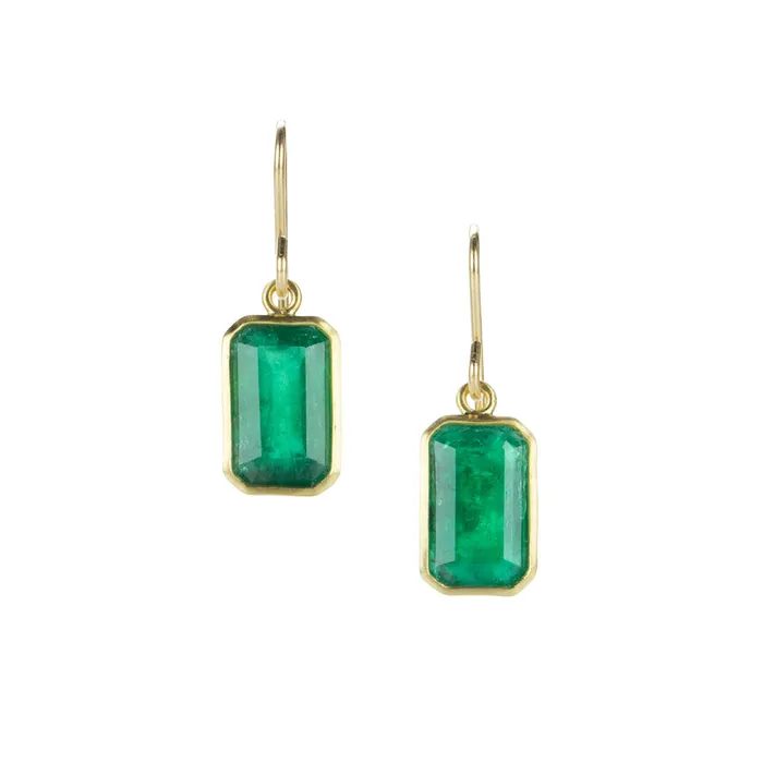 Earrings Maria Beaulieu Emerald Cut Emerald Drop Earrings