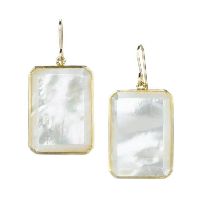 Earrings Maria Beaulieu Emerald Cut Mother of Pearl Earrings