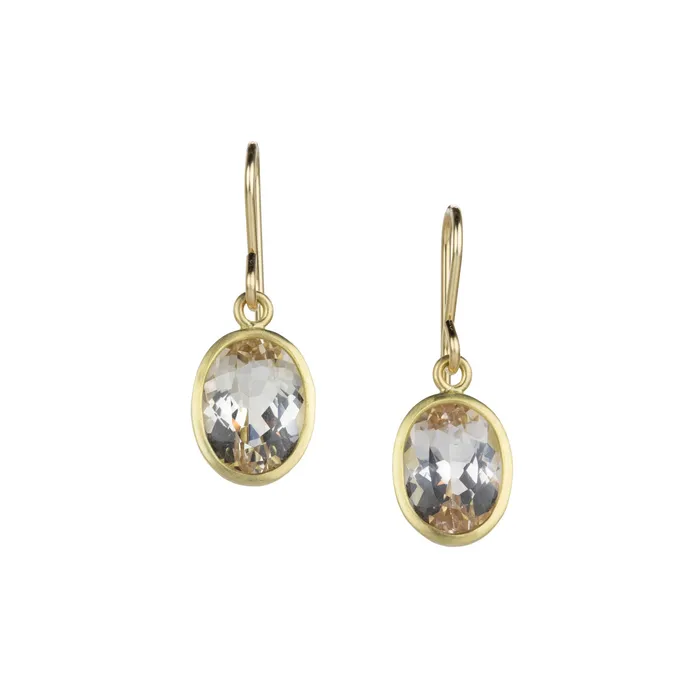 Earrings Maria Beaulieu Faceted Oval Morganite Drop Earrings