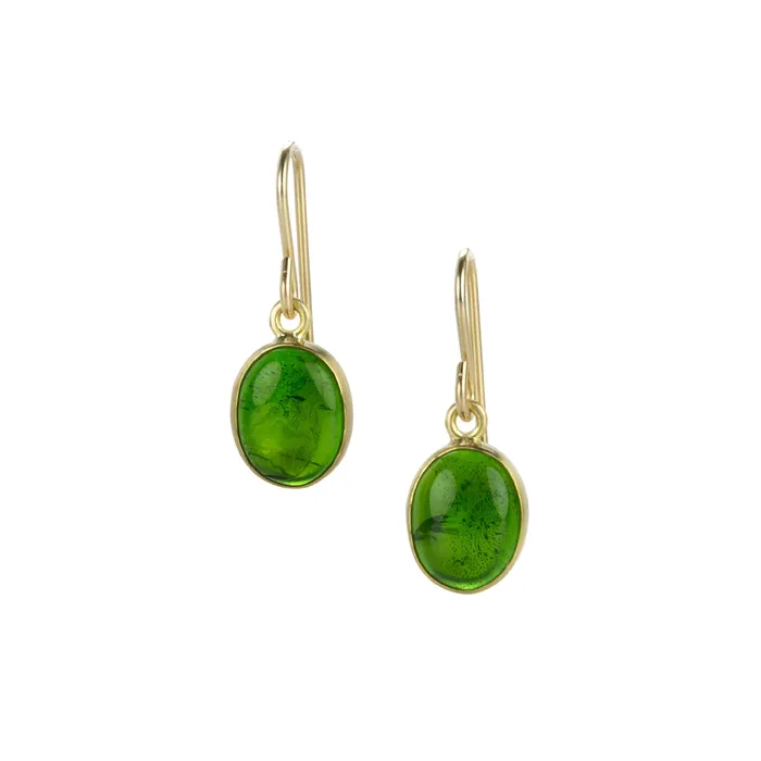 Earrings Maria Beaulieu Oval Chrome Diopside Drop Earrings