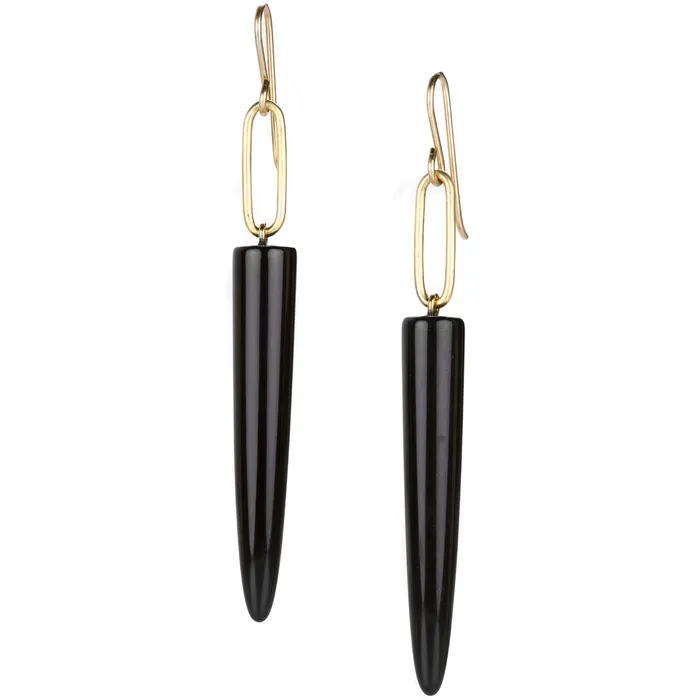 Earrings Maria Beaulieu Wyoming Black Jade Drop Earrings