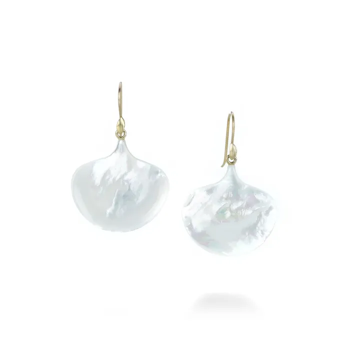 Earrings Medium Mother of Pearl Ginkgo Leaf Earrings - Annette Ferdinandsen