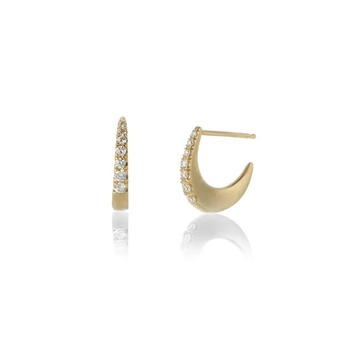 Earrings Nicole Landaw Small 14k Pave Diamond Curl Earrings