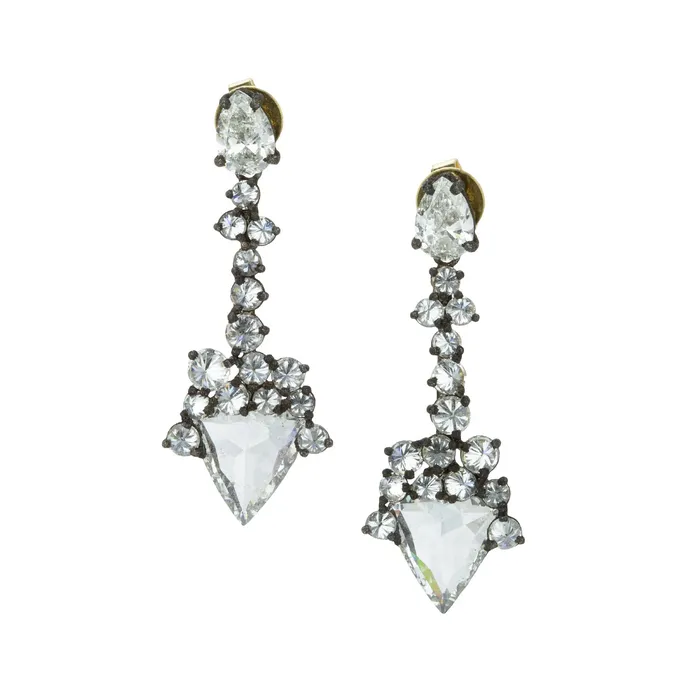 Earrings One of a Kind Darkened Diamond Drop Earrings - Todd Pownell