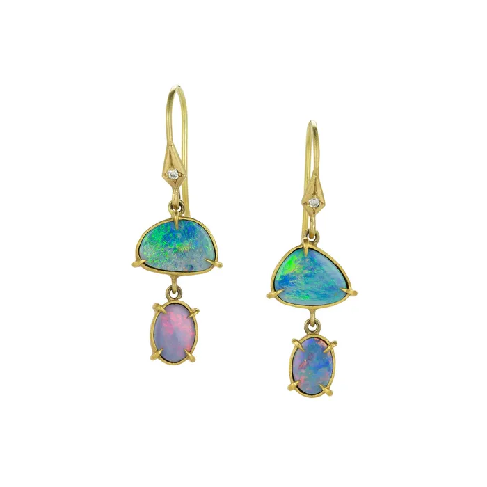 Earrings Opal Double Drop Earrings - Annie Fensterstock