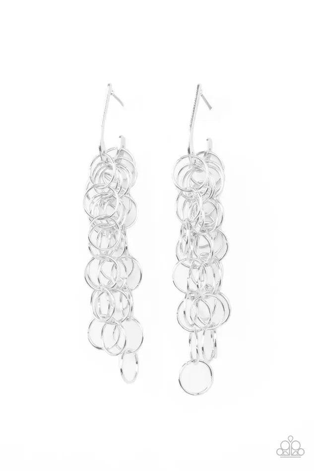 Earrings | Paparazzi Accessories Paparazzi Long Live The Rebels - Silver Earrings