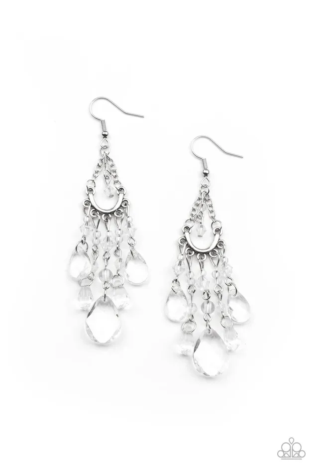 Earrings | Paparazzi Accessories Paparazzi Paid Vacation - White Earrings