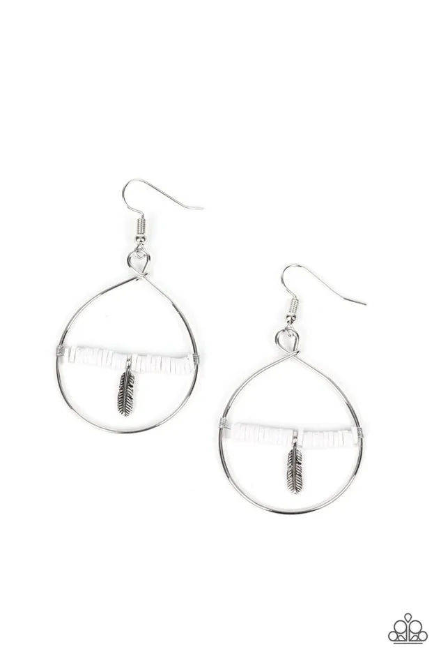 Earrings | Paparazzi Free Bird Freedom White Earrings - diannesjewelryshop