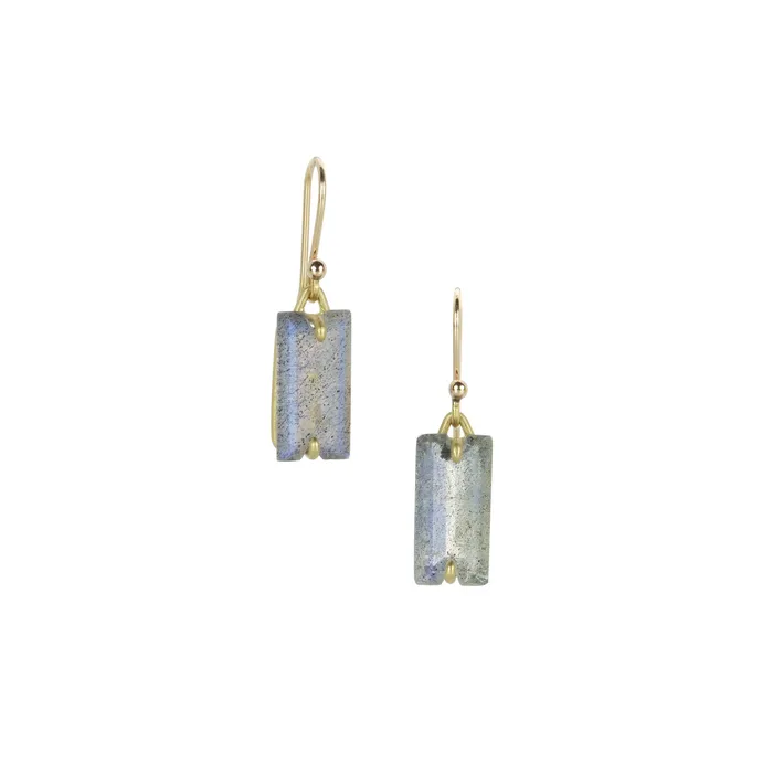 Earrings Rectangular Labradorite Drop Earrings - Gabriella Kiss