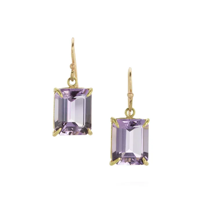 Earrings Rosanne Pugliese Emerald Cut Lavendar Amethyst Earrings