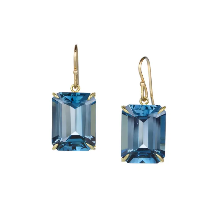 Earrings Rosanne Pugliese Medium Emerald Cut London Blue Topaz Drop Earrings