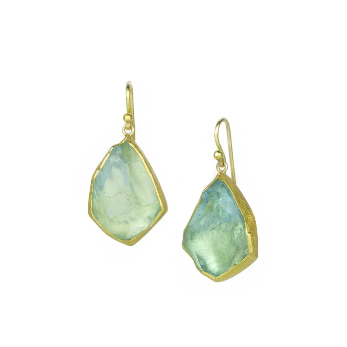 Earrings Rough Cut Aquamarine Crystal Drop Earrings - Petra Class