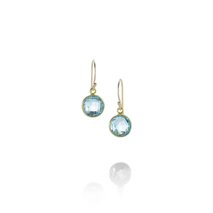 Earrings Round Blue Topaz Earrings - Margaret Solow