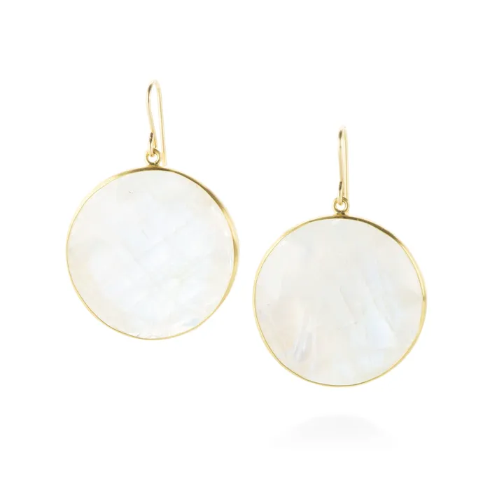 Earrings Round Rose Cut Moonstone Earrings - Maria Beaulieu