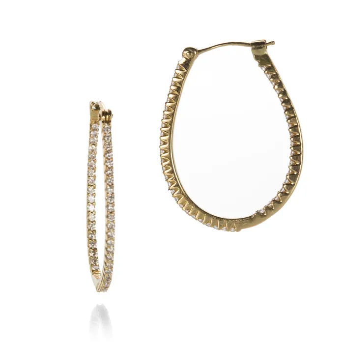 Earrings Sethi Couture Elongated Hoop Earrings