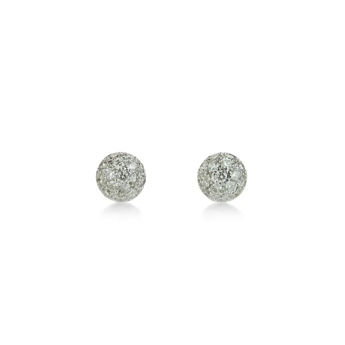 Earrings Sethi Couture White Gold Disco Ball Stud Earrings