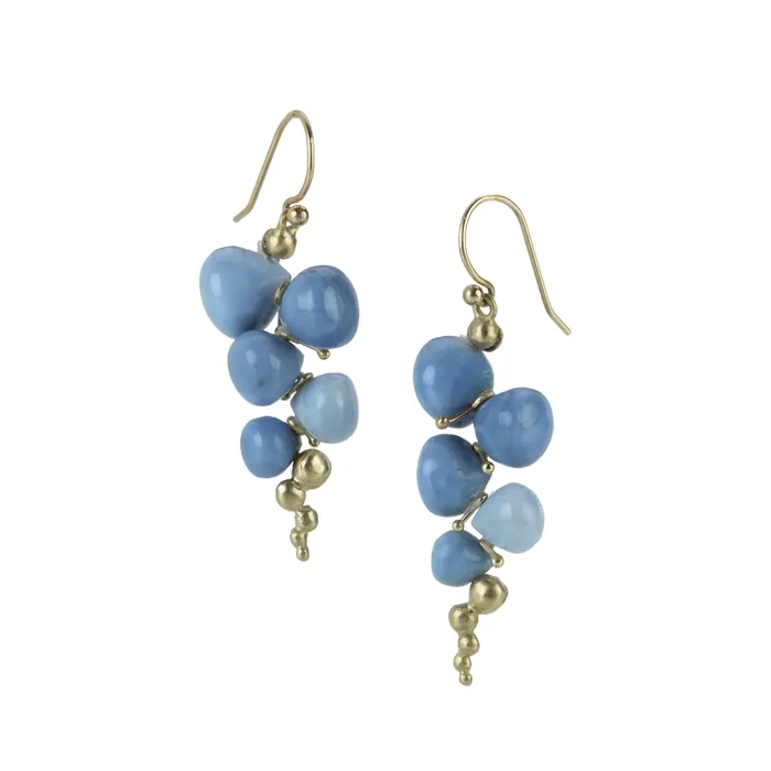 Earrings Small Peruvian Blue Opal Caviar Earrings - Rachel Atherley