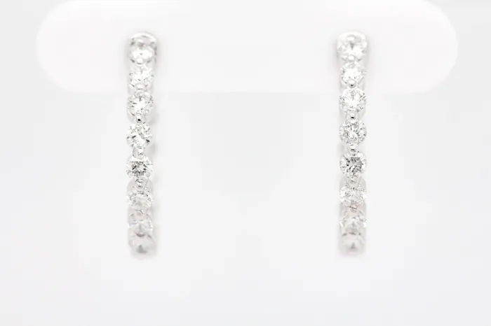 Earrings SUNRISE JEWELRY MFG CORP 14KW 1.03 CTTW DIAMOND HOOP EARRINGS HI-SI2