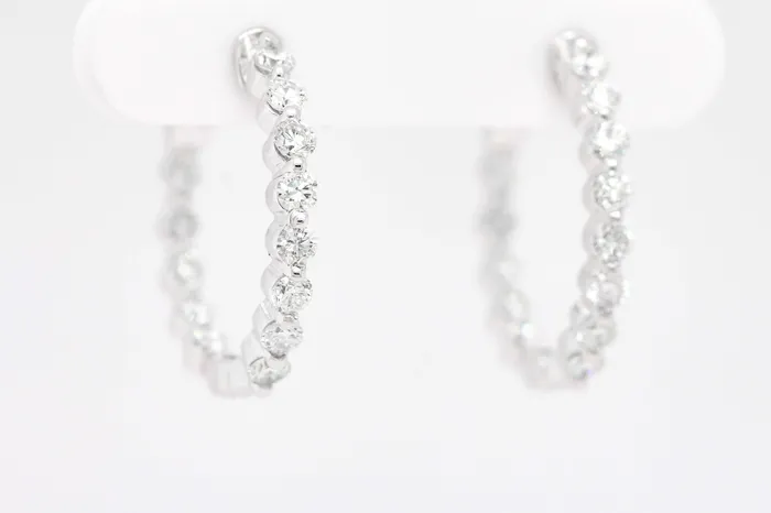 Earrings | SUNRISE JEWELRY MFG CORP 14KW 1.03 CTTW DIAMOND HOOP EARRINGS, HI-SI2