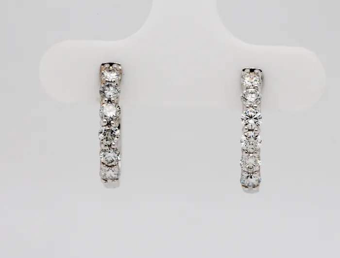 Earrings SUNRISE JEWELRY MFG CORP 14KW .75 Cttw Diamond Small Hoop Earrings