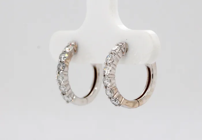 Earrings | SUNRISE JEWELRY MFG CORP 14KW .75 Cttw Diamond Small Hoop Earrings