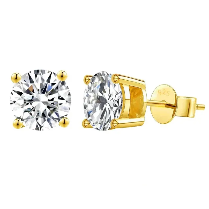 Earrings WeiZi Wuzhou Excellent VVS1 Moissanite Diamond Earrings Studs in 14K Gold