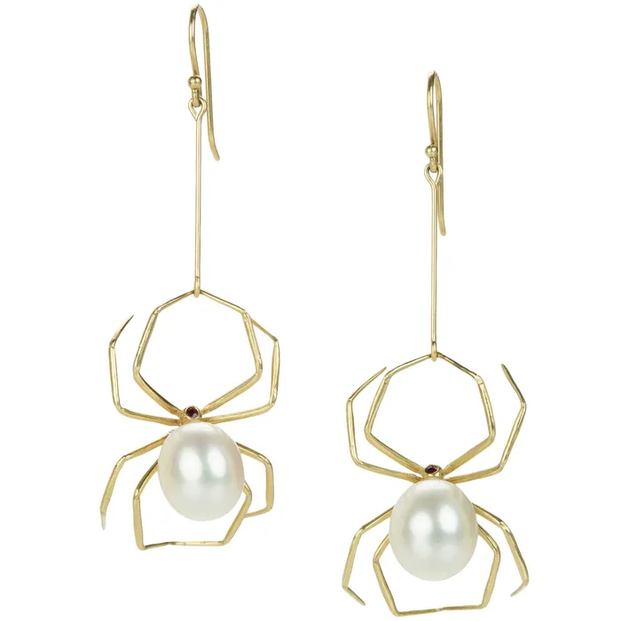 Earrings White Pearl Spider Earrings - Annette Ferdinandsen