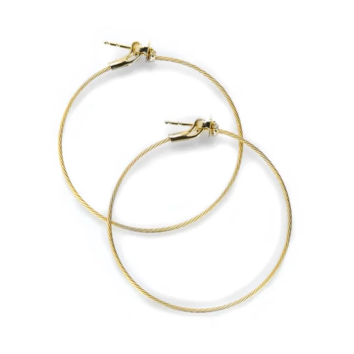 Earrings Yellow Gold Wire Hoop Earrings - Paul Morelli