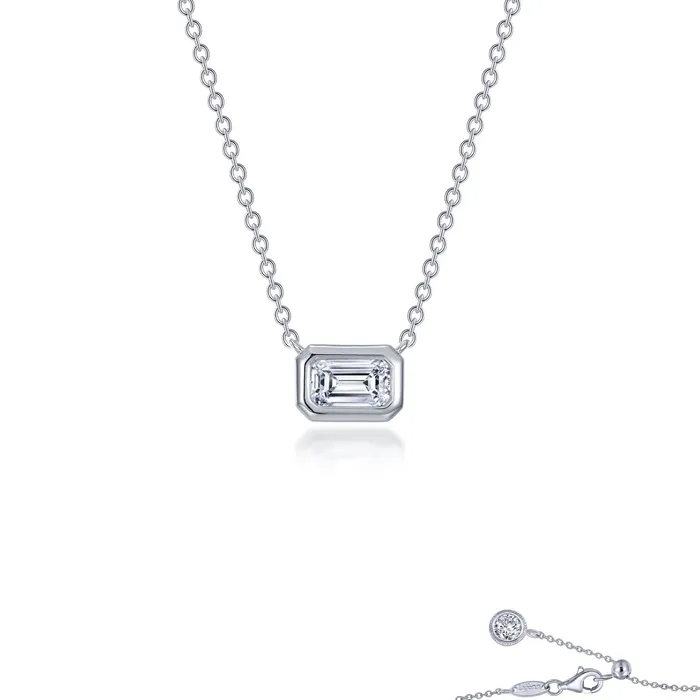 East-West Bezel-Set Emerald-Cut Solitaire Choker Necklace Lafonn Necklaces