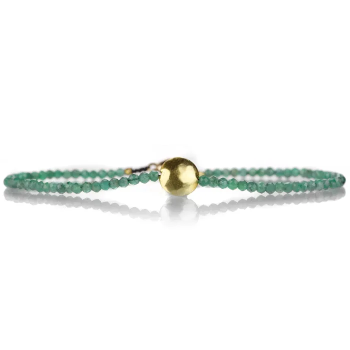 Emerald Beaded Bracelet with Hammered Disc Margaret Solow Bracelets