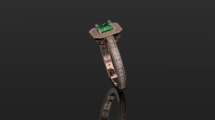 Emerald Engagement Ring Rose Gold Engagement Ring Emerald Ring Emerald Gold Rose Gold Emerald Ring | FL LLC Rings