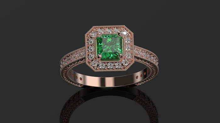 Emerald Engagement Ring Rose Gold Engagement Ring Emerald Ring Emerald Gold Rose Gold Emerald Ring | FL LLC Rings