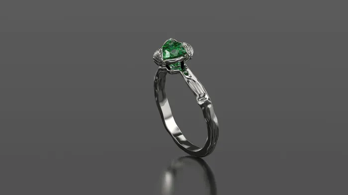 Emerald Leaf Engagement Ring Rose Gold Engagement Ring Emerald Branch Ring Emerald Gold Rose Gold Emerald Ring | FL LLC Rings