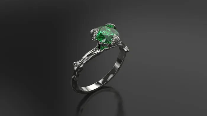 Emerald Leaf Engagement Ring Rose Gold Engagement Ring Emerald Branch Ring Emerald Gold Rose Gold Emerald Ring | FL LLC Rings