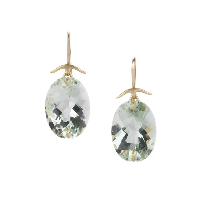 Faceted Oval Green Amethyst Earrings Gabriella Kiss Earrings