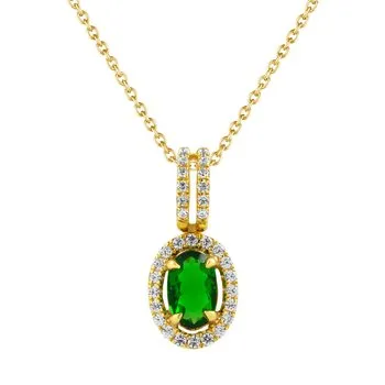 FANA 14KY .48CTTW EMERALD AND DIAMOND PENDANT .14CTTW Necklaces