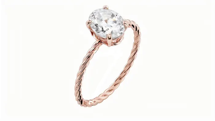 FL LLC Rings | 14k Rose Gold Oval Diamond Rope Engagement Ring Gold Lab Grown Oval Diamond Created Diamond Engagement Ring Moissanite Ring Rose Gold