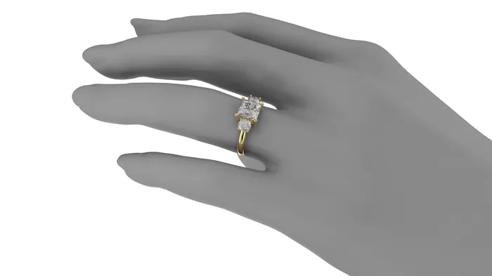 FL LLC Rings | 14k Yellow Gold Diamond Three Stone Princess Engagement Ring Gold Lab Grown Diamond Square Three Stone Engagement Ring Yellow Gold