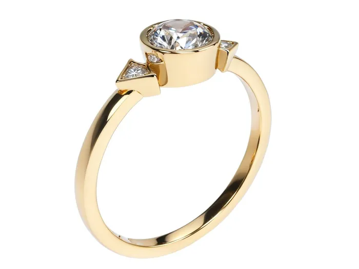 FL LLC Yellow Gold Diamond Engagement Ring Gold Lab Grown Diamond Created Diamond Art Deco Minimalist Engagement Ring Moissanite Ring Yellow Gold | Rings