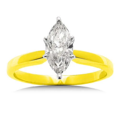 FULLERS PURCHASE FROM PUBLIC 14KY .96CT MARQUISE SOLITAIRE RING F-I1 IGI 30348804 N1451 Rings