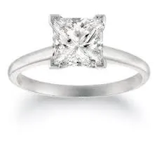 FULLERS PURCHASE FROM PUBLIC 18KW .45CT PRINCESS CUT DIAMOND SOLITAIRE G-SI2 Rings