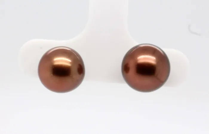 FULLERS PURCHASE FROM PUBLIC Earrings 14ky 9-9.5 mm copper pearl ear studs