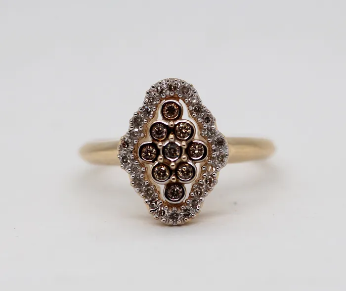 FULLERS PURCHASE FROM PUBLIC Estate 14KY .27 Cttw Brown and White Diamond Ring Rings