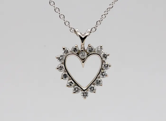 FULLERS PURCHASE FROM PUBLIC Necklaces 14KW .33 Cttw Diamond Heart Shaped Pendant