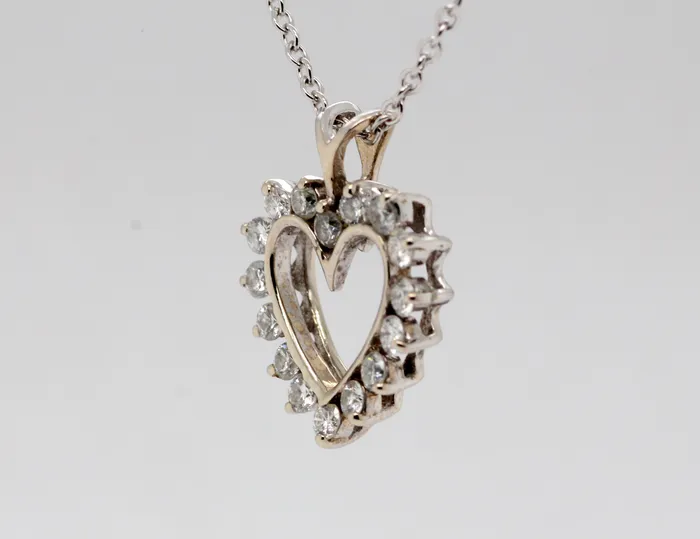 FULLER'S PURCHASE FROM PUBLIC Necklaces | 14KW .33 Cttw Diamond Heart Shaped Pendant