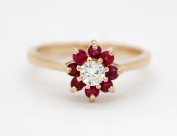 FULLERS PURCHASE FROM PUBLIC Rings Estate 14KY .16 Cttw Ruby and .18 Ct Diamond Ring