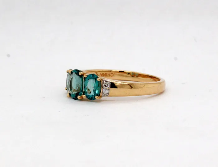 FULLER'S PURCHASE FROM PUBLIC Rings | Estate 14KY 2.24 Cttw Bluish-Green Quartz and .03 Cttw Diamond Ring