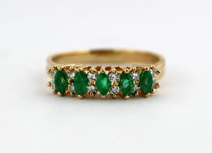 FULLERS PURCHASE FROM PUBLIC Rings ESTATE 14KY .45 CTTW EMERALD AND DIAMOND RING .18 CTTW