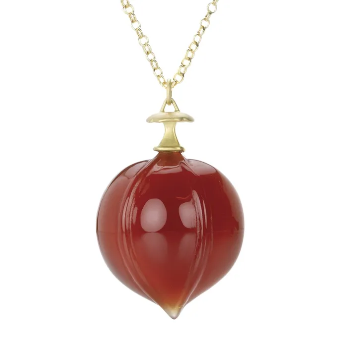 Gabriella Kiss 18k Carnelian Hickory Nut Pendant Necklace Necklaces